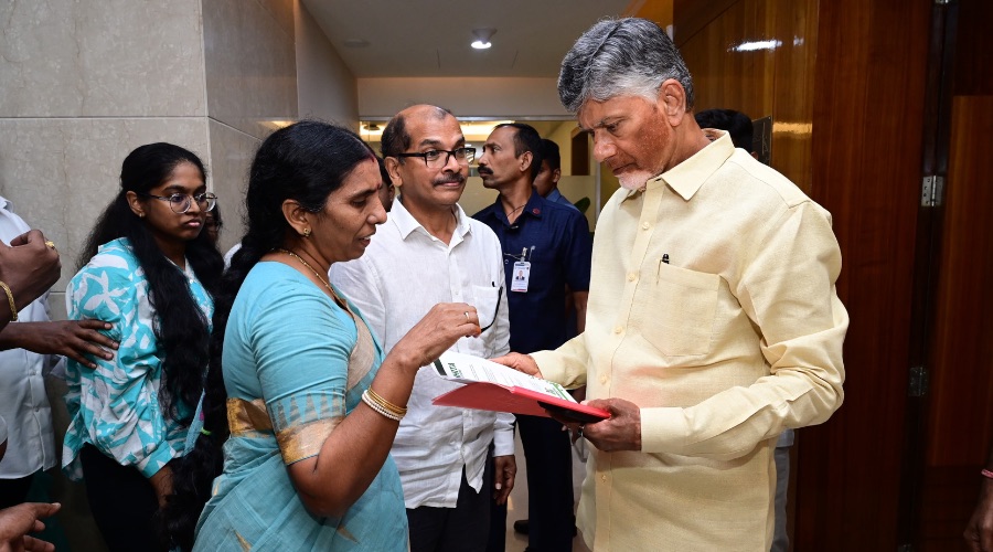 Samhita Soil Solutions founder with AP Chief Minister N. Chandrababu Naidu